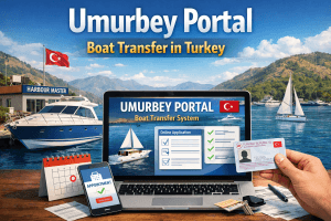 Umurbey portal boat transfer Turkey showing online application process and yacht registration at harbour authority